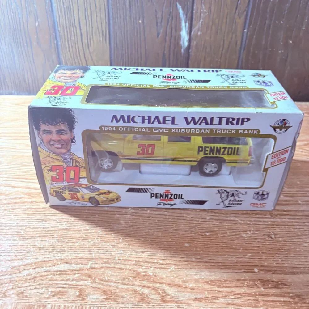 Vintage Pennzoil Racing Michael Waltrip GMC Suburban Truck Bank New
